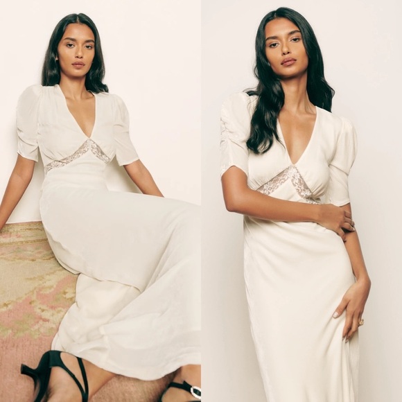 Reformation Dresses & Skirts - Reformation Malaga Velvet maxi Dress in Fior Di Latte size 2 NEW! New with tags!